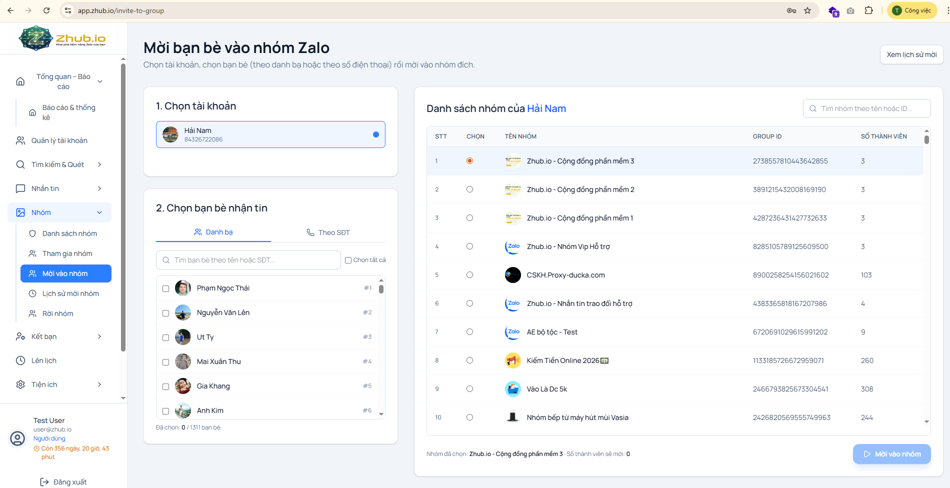 Mời thành viên vào nhóm Zalo